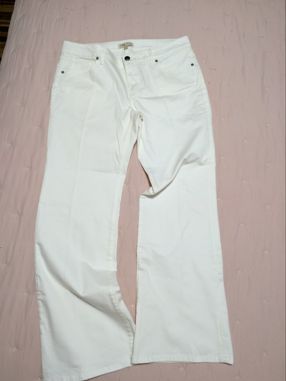 CAbi White Wide-Leg Stretch Pants